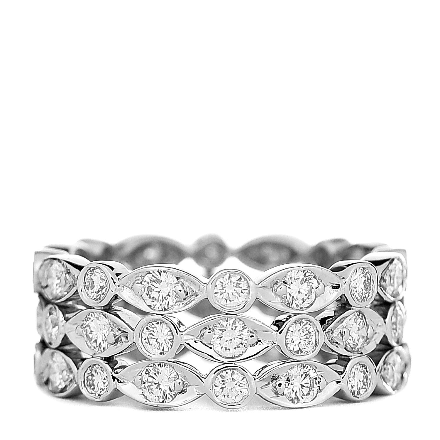 Tiffany Platinum Diamond Jazz Three Row Ring 50 5.25 1 of 3