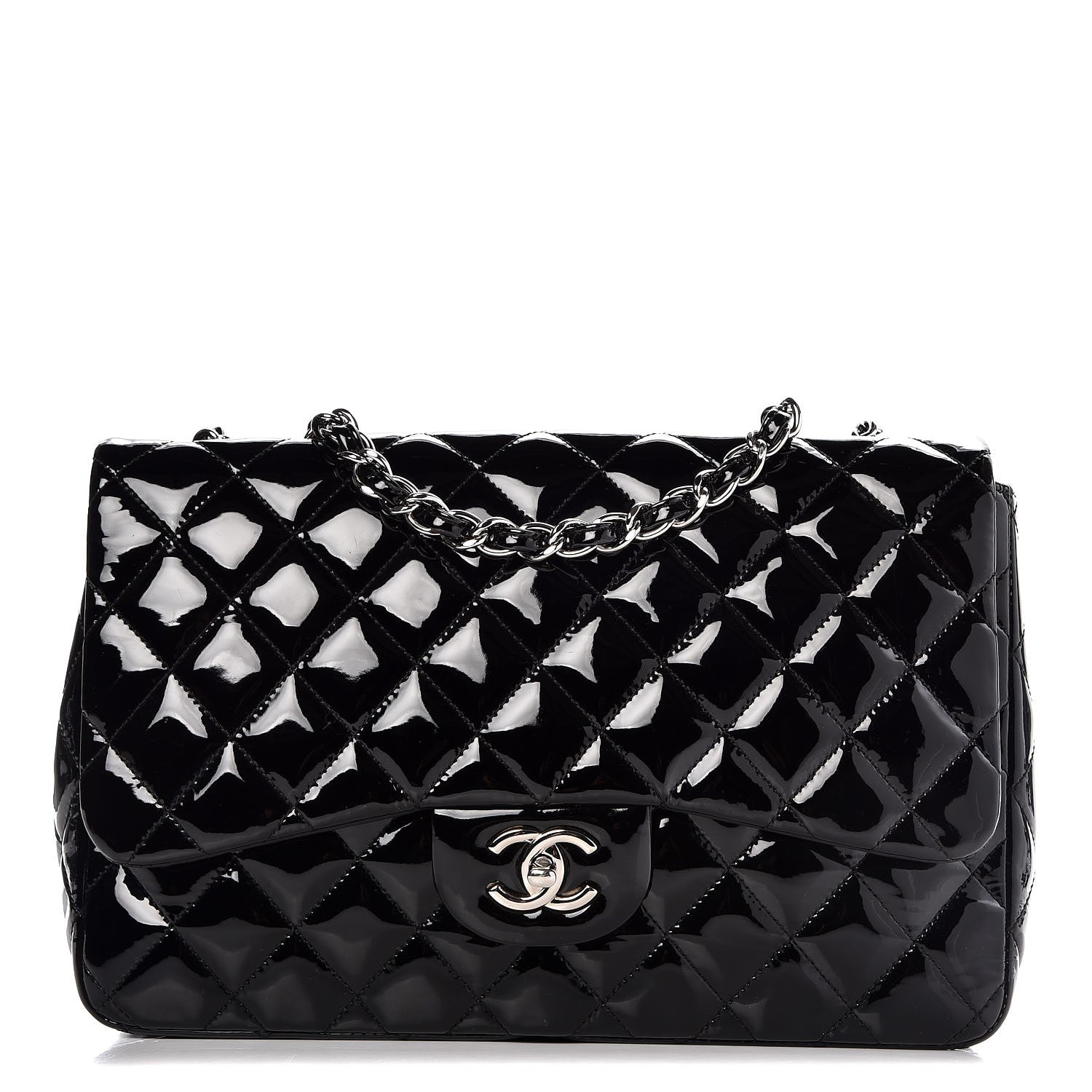 Chanel Patent Quilted Jumbo Single Flap Black 1 of 8
