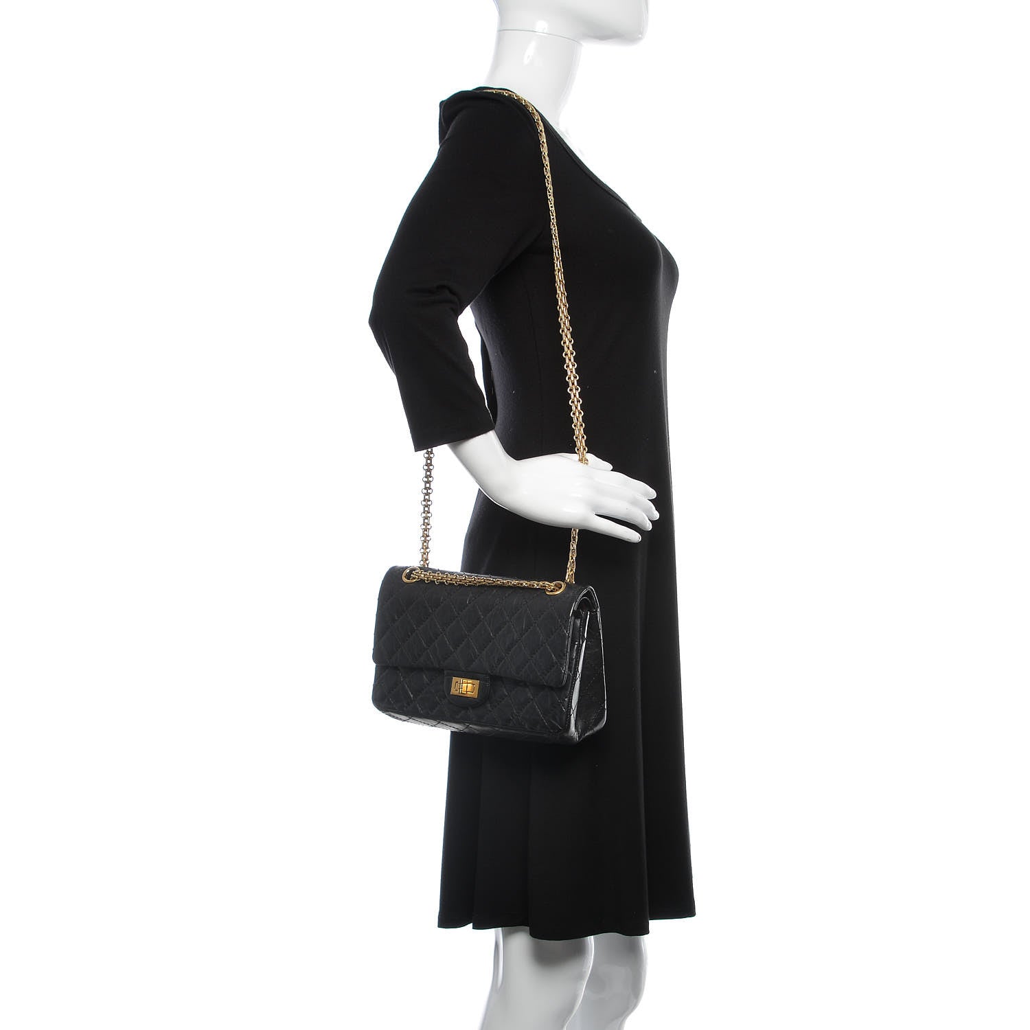 Chanel Aged Calfskin Quilted 2.55 Reissue 225 Flap Black 2 of 10