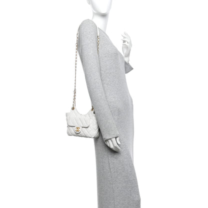 Chanel Caviar Quilted Small Wavy CC Hobo White 2 of 14