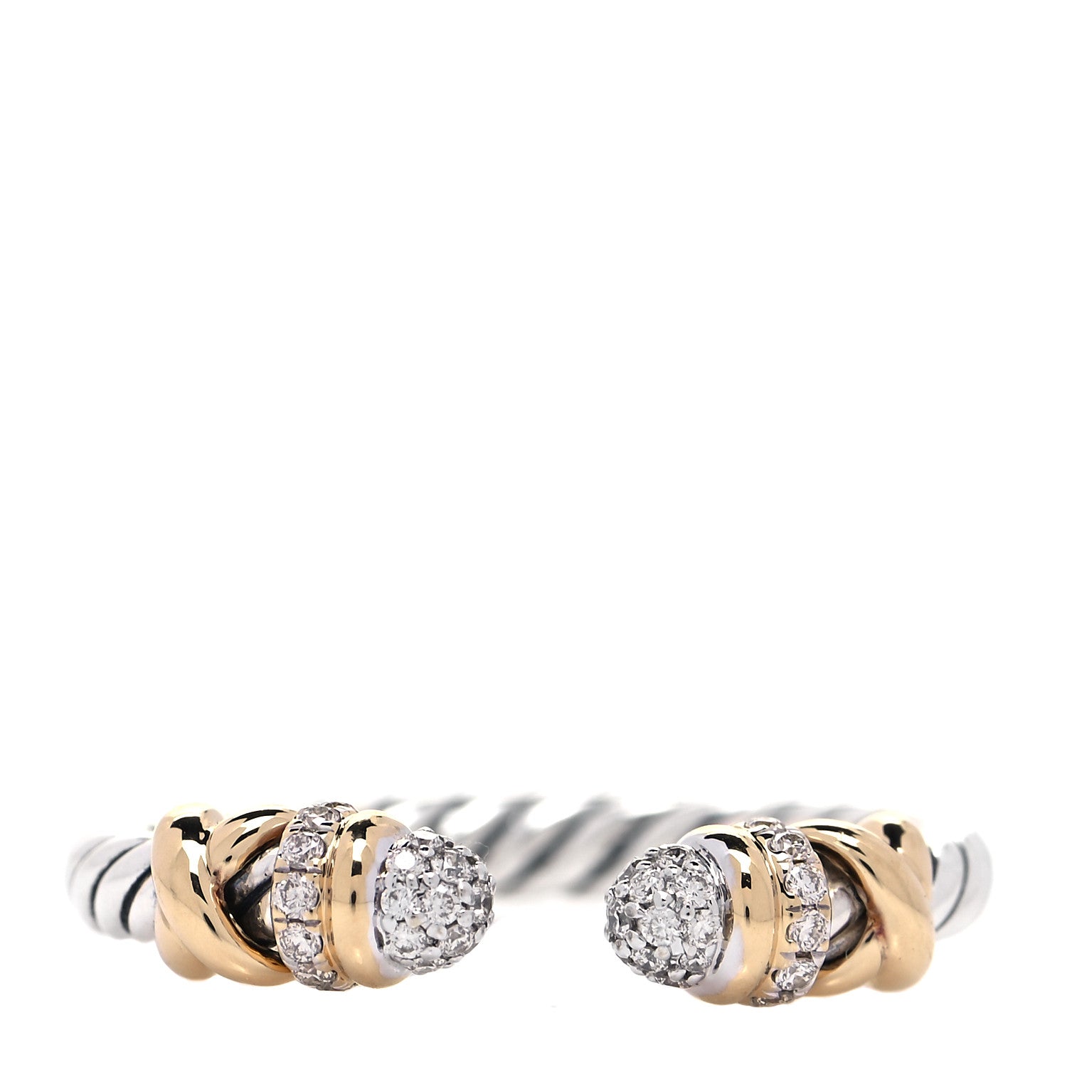 David Yurman Sterling Silver 18K Yellow Gold Diamond Petite Helena Ring 50 5.5 1 of 4