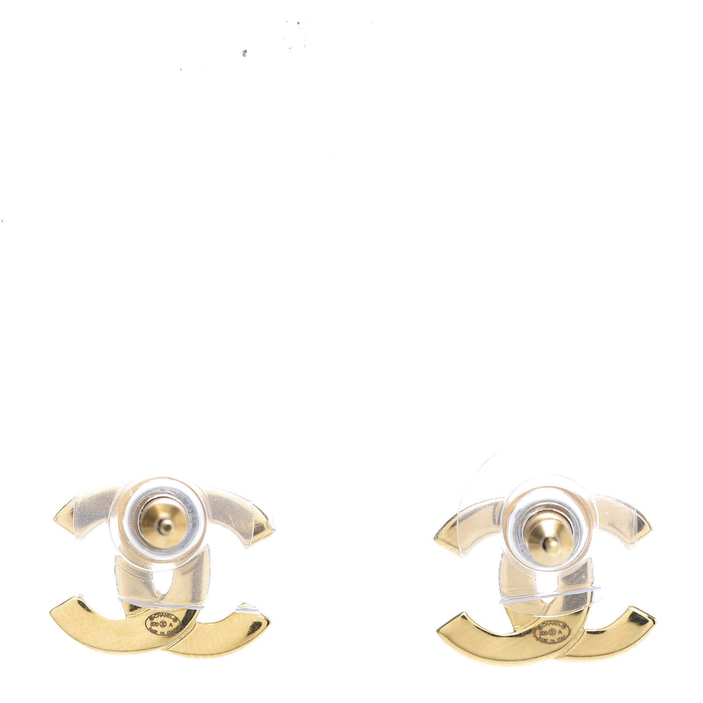 Metal CC Paris Button Stud Earrings Gold