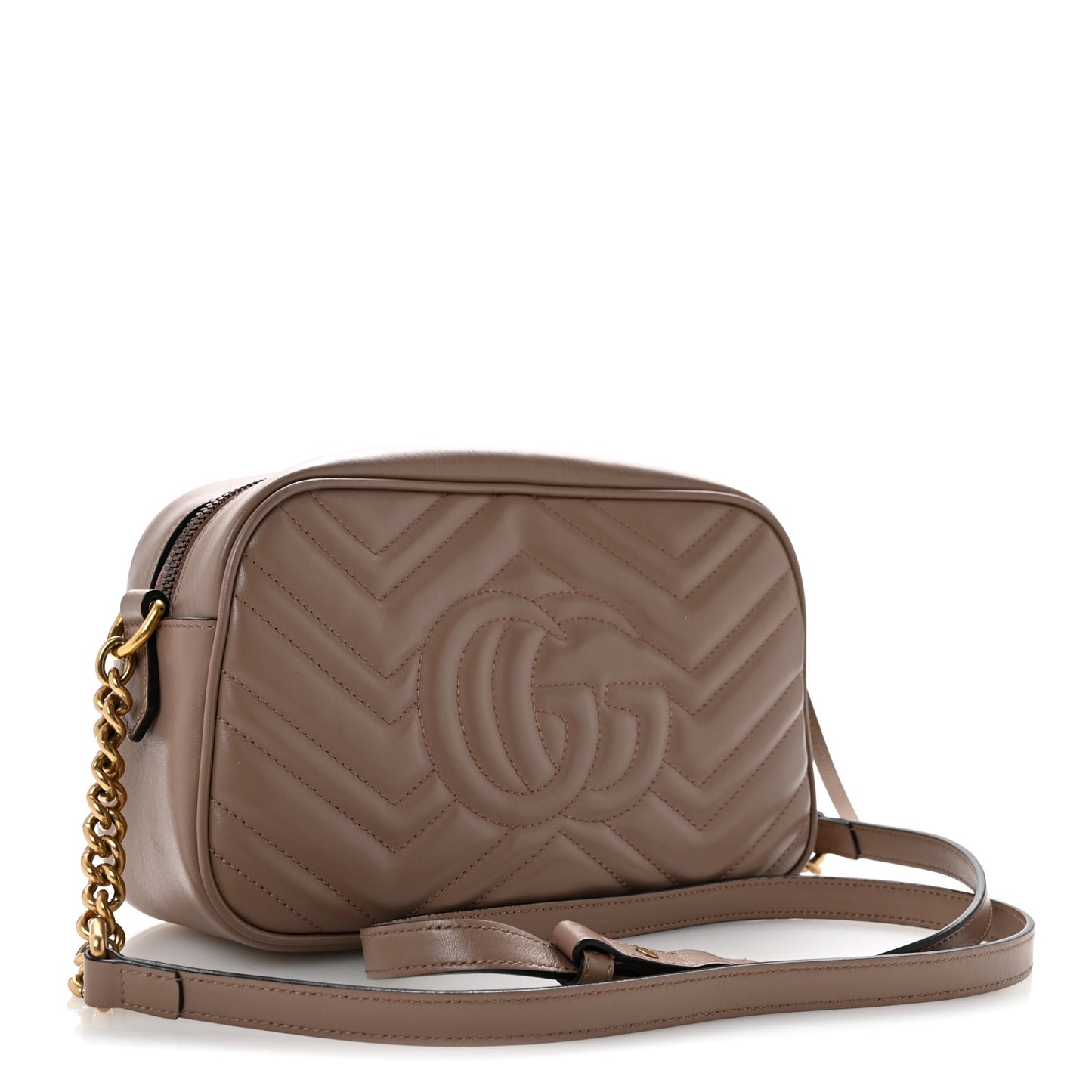 Calfskin Matelasse Small GG Marmont Chain Shoulder Bag  Porcelain Rose