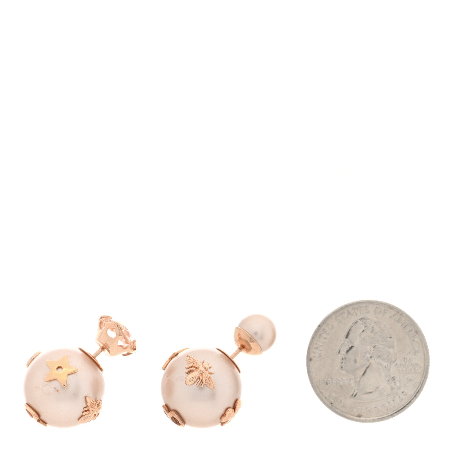 Christian Dior Pearl Crystal Tribales Bee Earrings Rose Gold 2 of 4