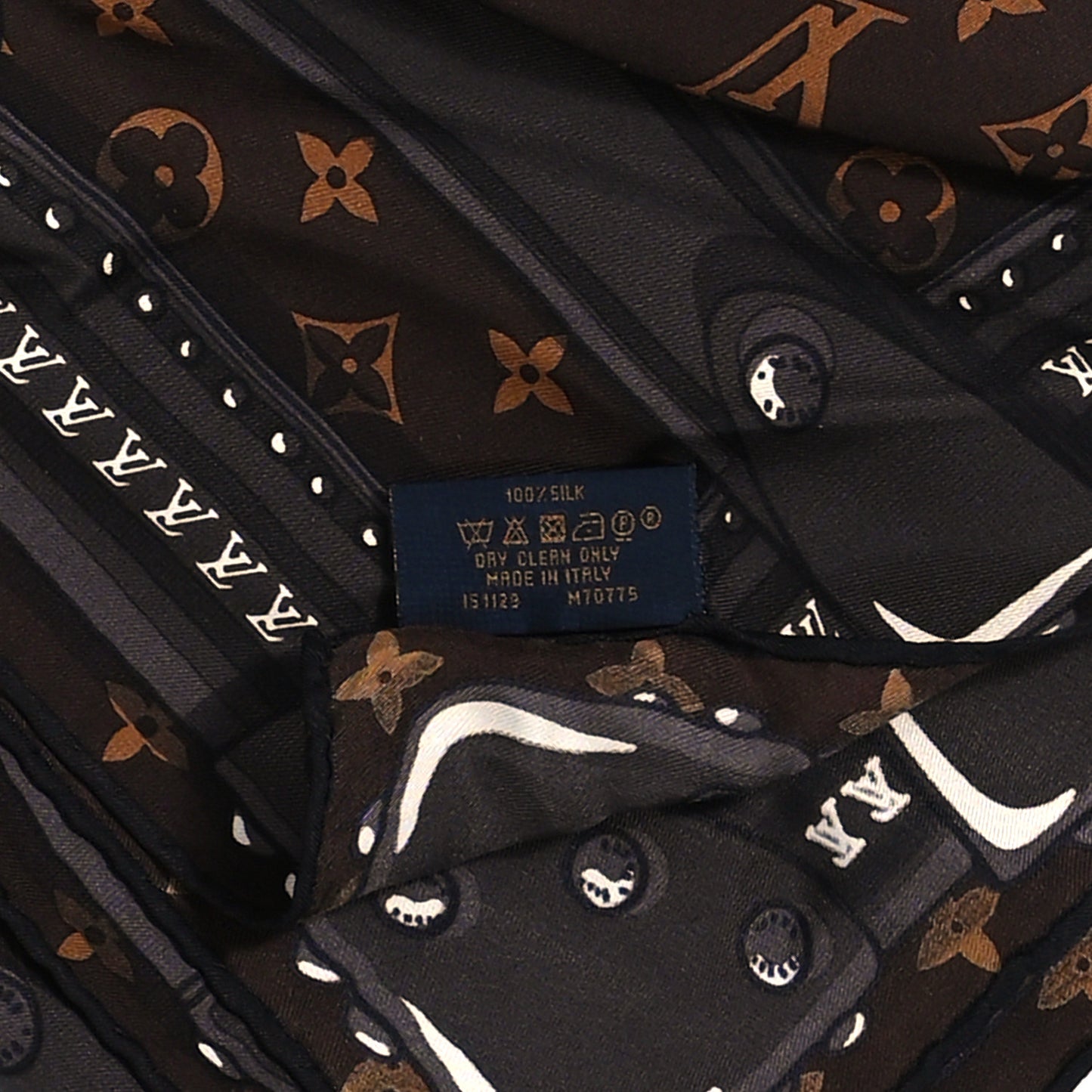Silk Monogram LV World Square Scarf Brown