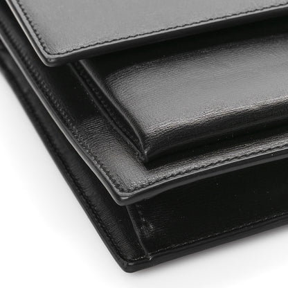 Saint Laurent Smooth Calfskin Medium Monogram Sunset Satchel Black 8 of 11