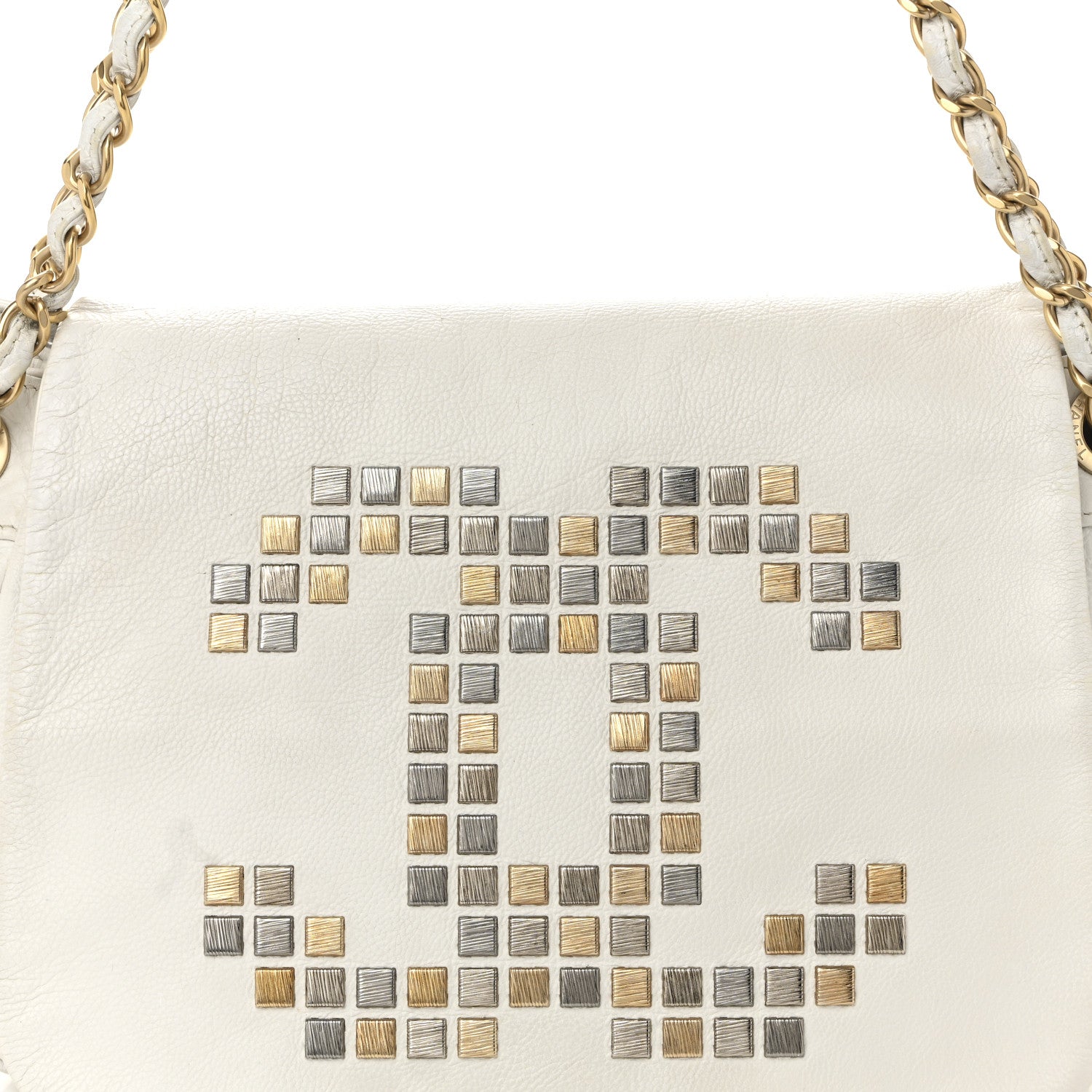 Chanel Grained Calfskin Metal Mosaic Flap White 8 of 10