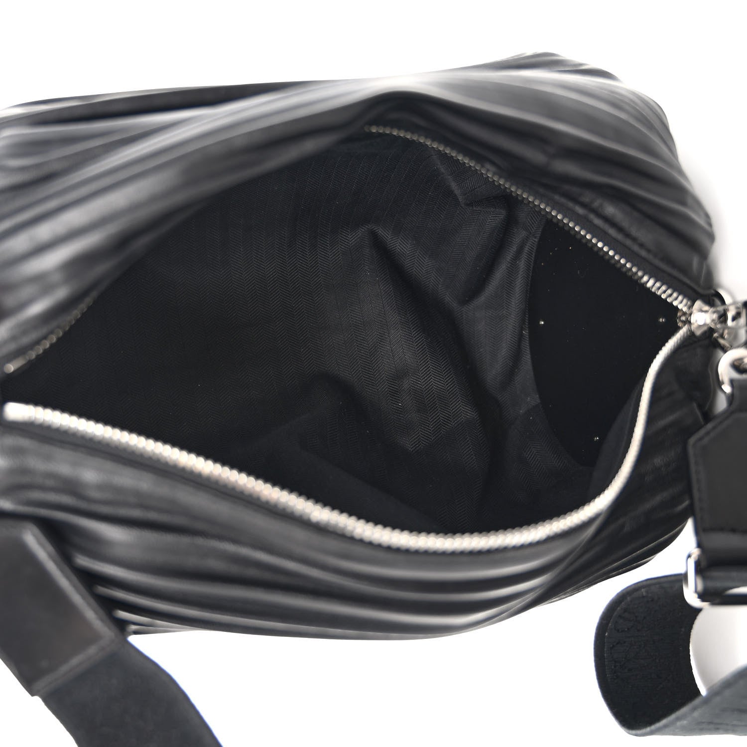 Loewe Lambskin Pleated Bracelet Large Pouch shoulder Bag Black 5 of 12