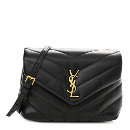 Saint Laurent Calfskin Y Quilted Monogram Toy Loulou Crossbody Bag Black 1 of 11