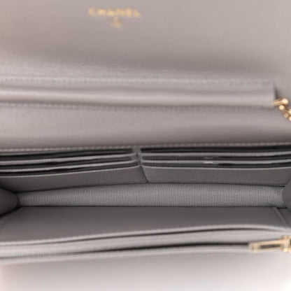 Chanel Caviar Quilted Studded CC Wallet On Chain WOC Grey 4 of 11