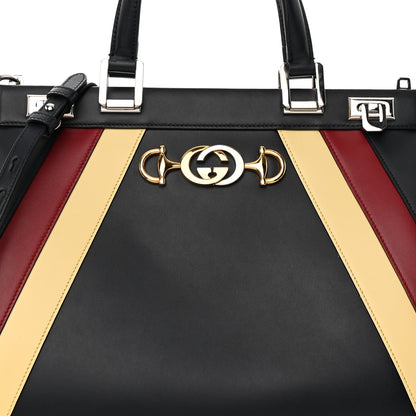Gucci Smooth Calfskin Medium Zumi Top Handle Bag Blue Romantic Cerise Butter Multicolor 9 of 18