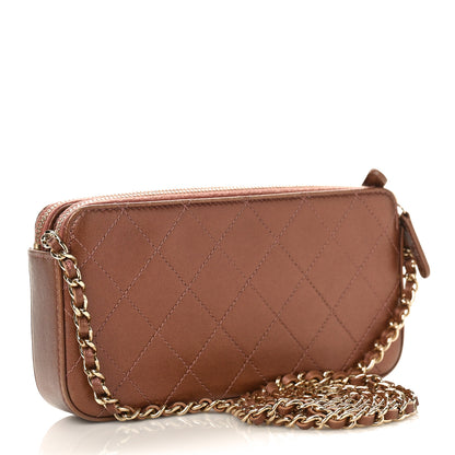 Chanel Goatskin Enamel Quilted Small Clutch With Chain Brown 2 of 10