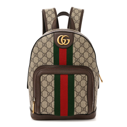 Gucci GG Supreme Monogram Calfskin Web Small Ophidia Day Backpack Beige Ebony New Acero 1 of 15