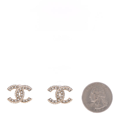 Chanel Crystal Timeless CC Earrings Light Gold 2 of 5
