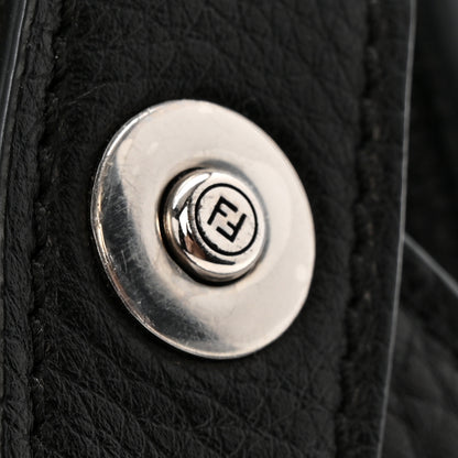 Fendi Cuoio Romano Vitello Cover Glazed Fabric Bi-Color FF 1974 Mini Peekaboo I SEE U Satchel Black Mimosa Tobacco Moro 11 of 12