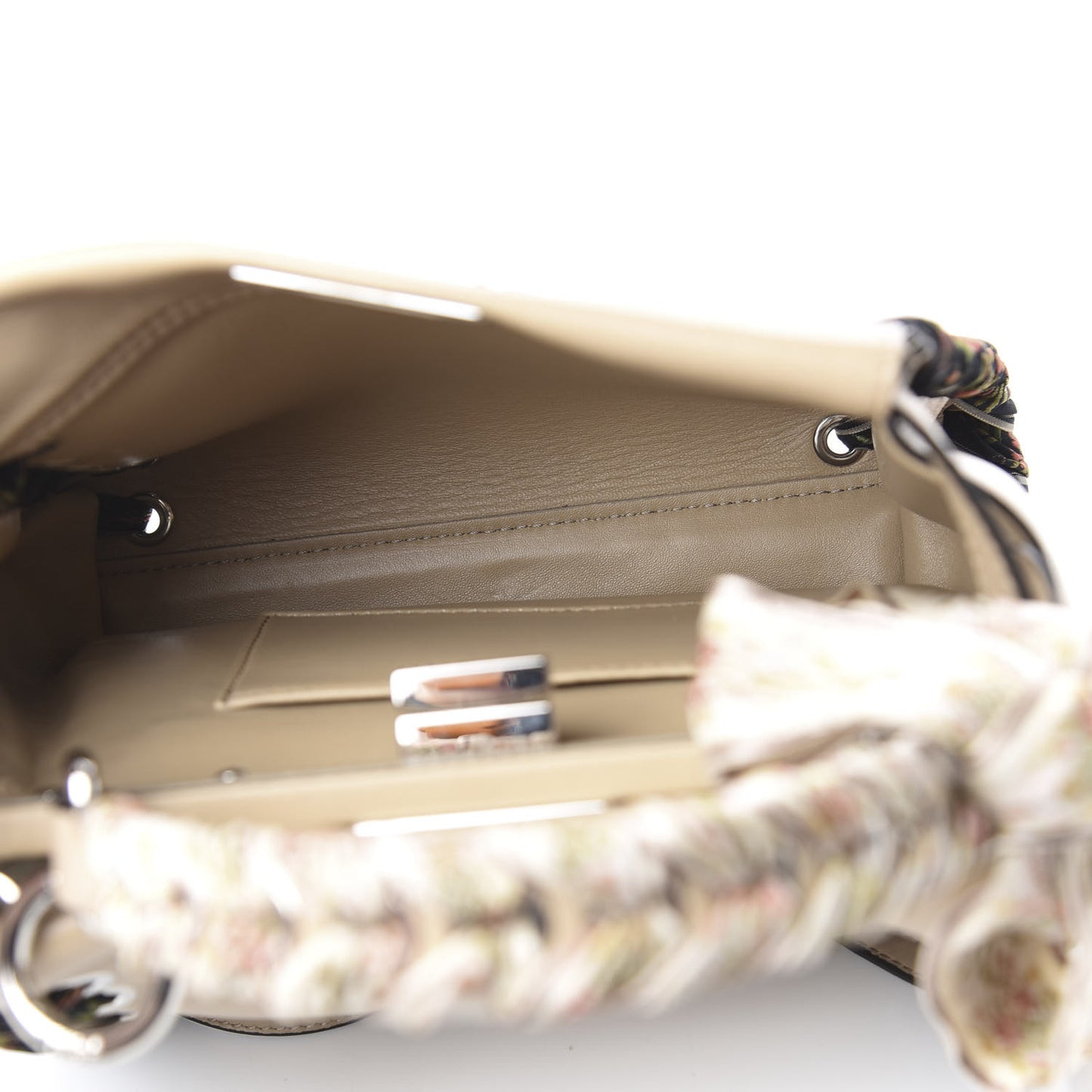 Nappa Ribbon Lace Up Mini Peekaboo Iconic Satchel Beige