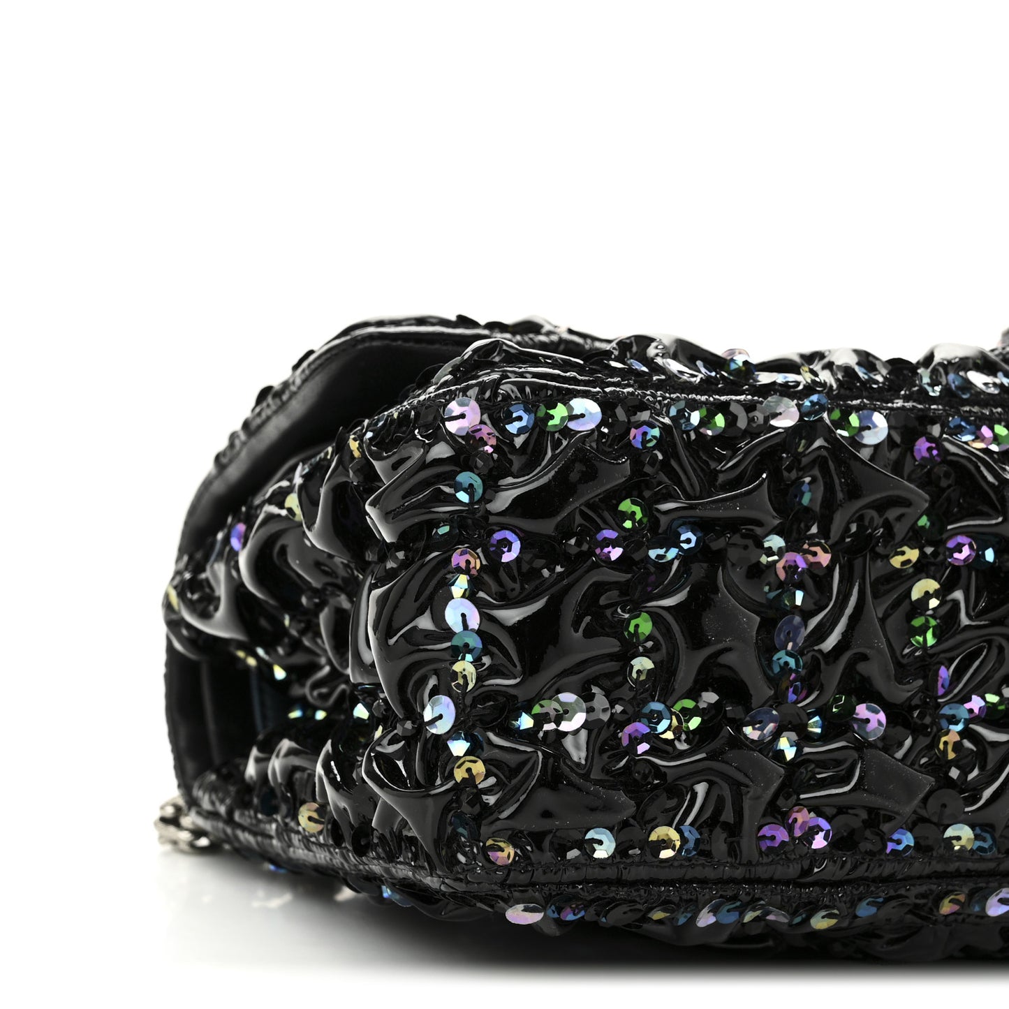 Patent Sequin Crystal Ruched 2.55 Reissue 225 Flap Black