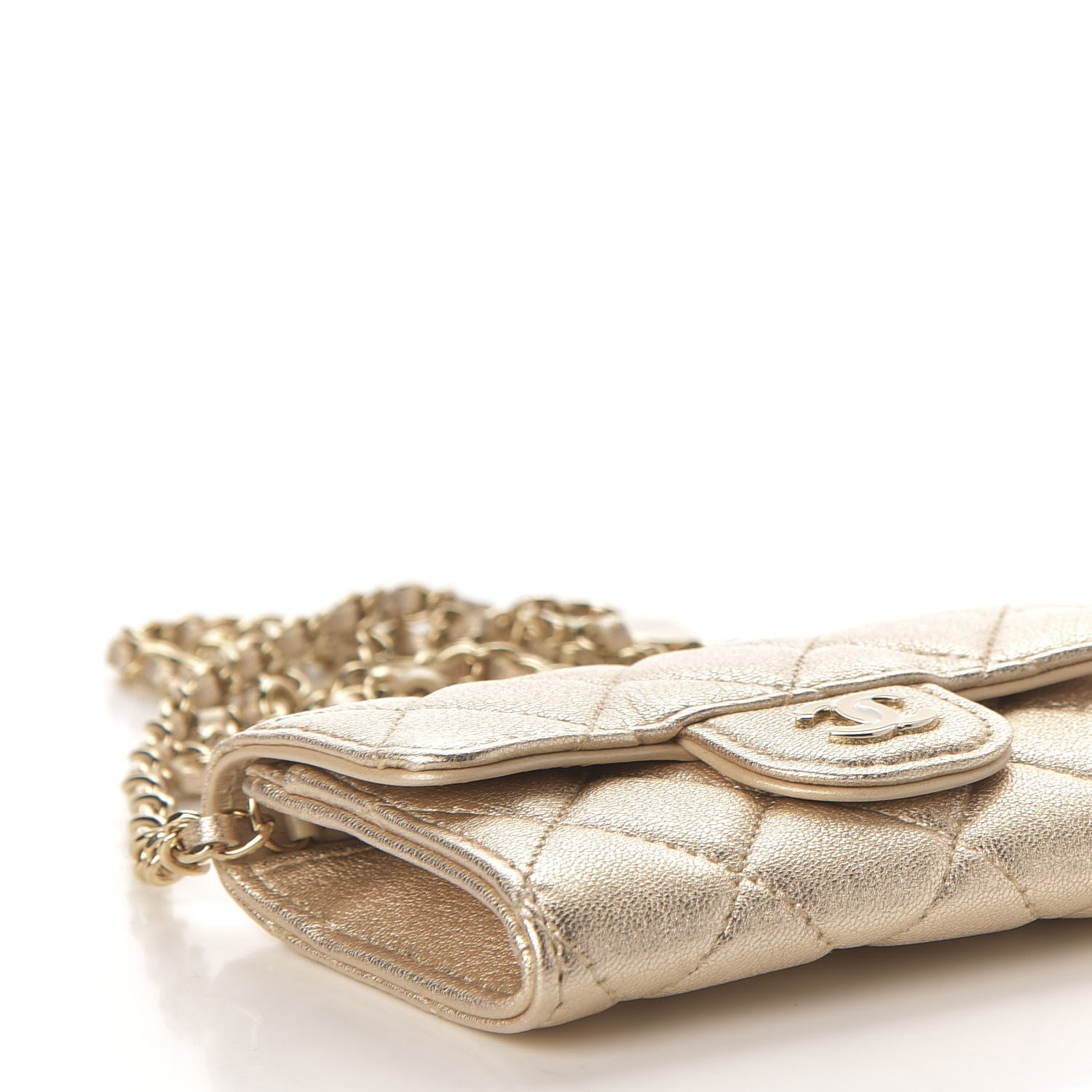 Chanel Metallic Lambskin Quilted Flap Chain Waist Bag Gold 9 of 12