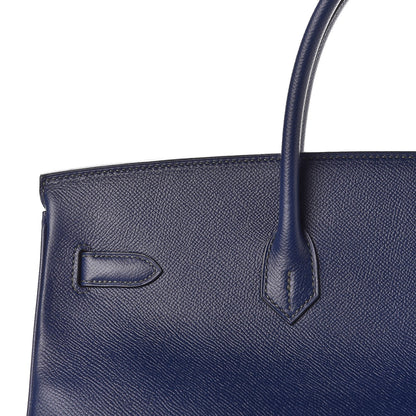 Hermes Epsom Horseshoe Birkin 40 Bleu Saphir Malachite 26 of 32