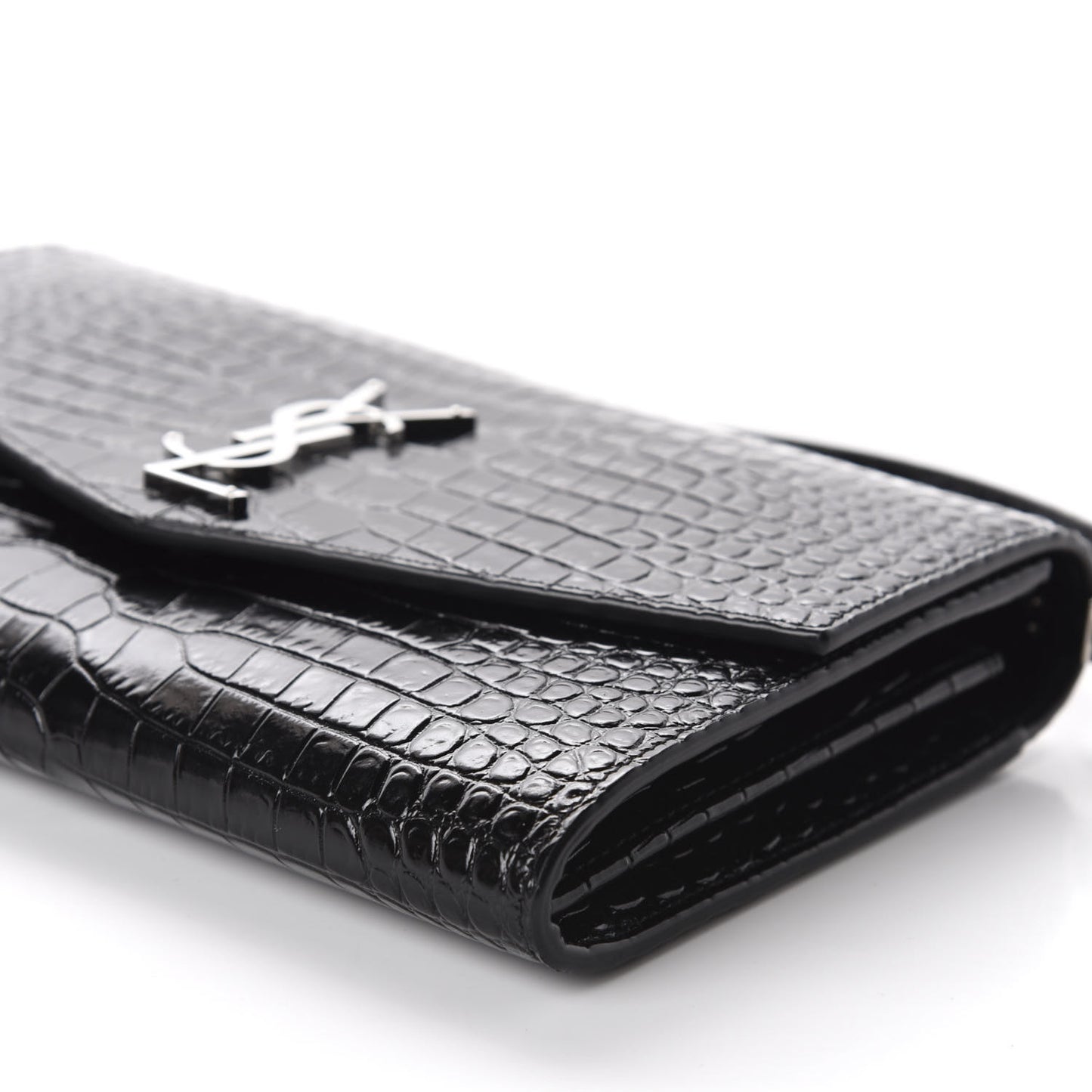 Calfskin Crocodile Embossed Monogram Mini Uptown Crossbody Black