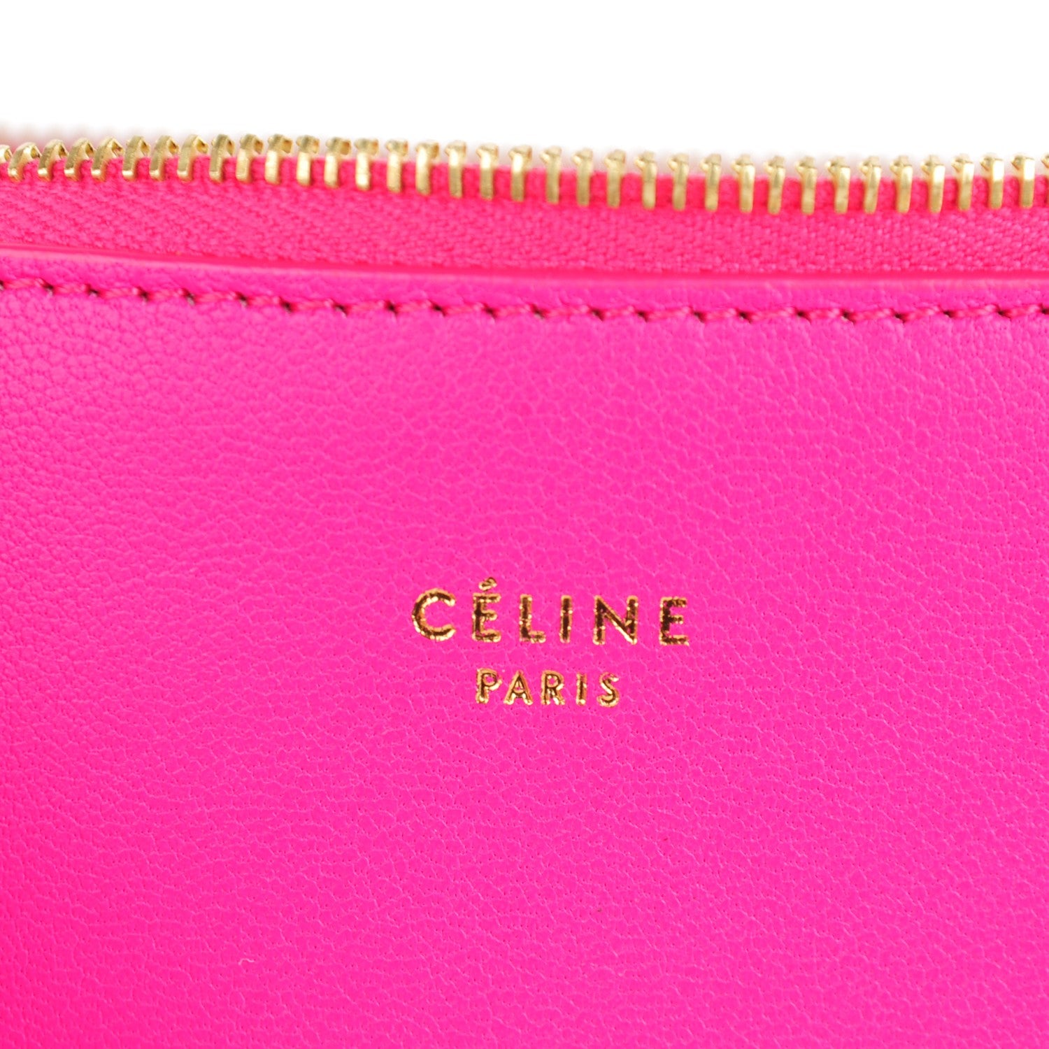 Celine Lambskin Solo Trio Cosmetic Pouch Fluo Fuchsia 7 of 9