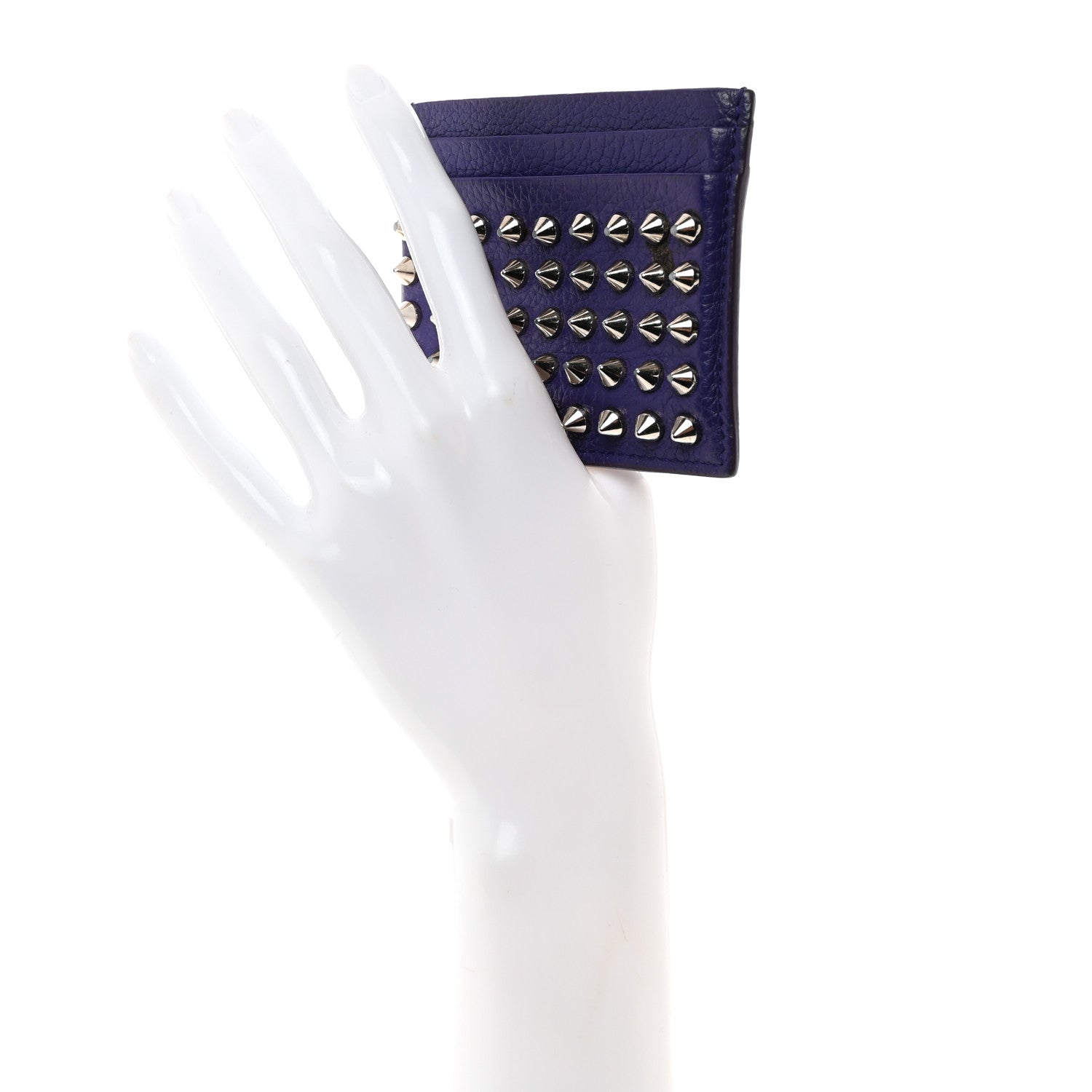 Christian Louboutin Calfskin Paris Spikes Kios Card Holder Purple 2 of 7