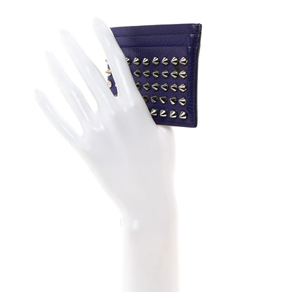 Christian Louboutin Calfskin Paris Spikes Kios Card Holder Purple 2 of 7