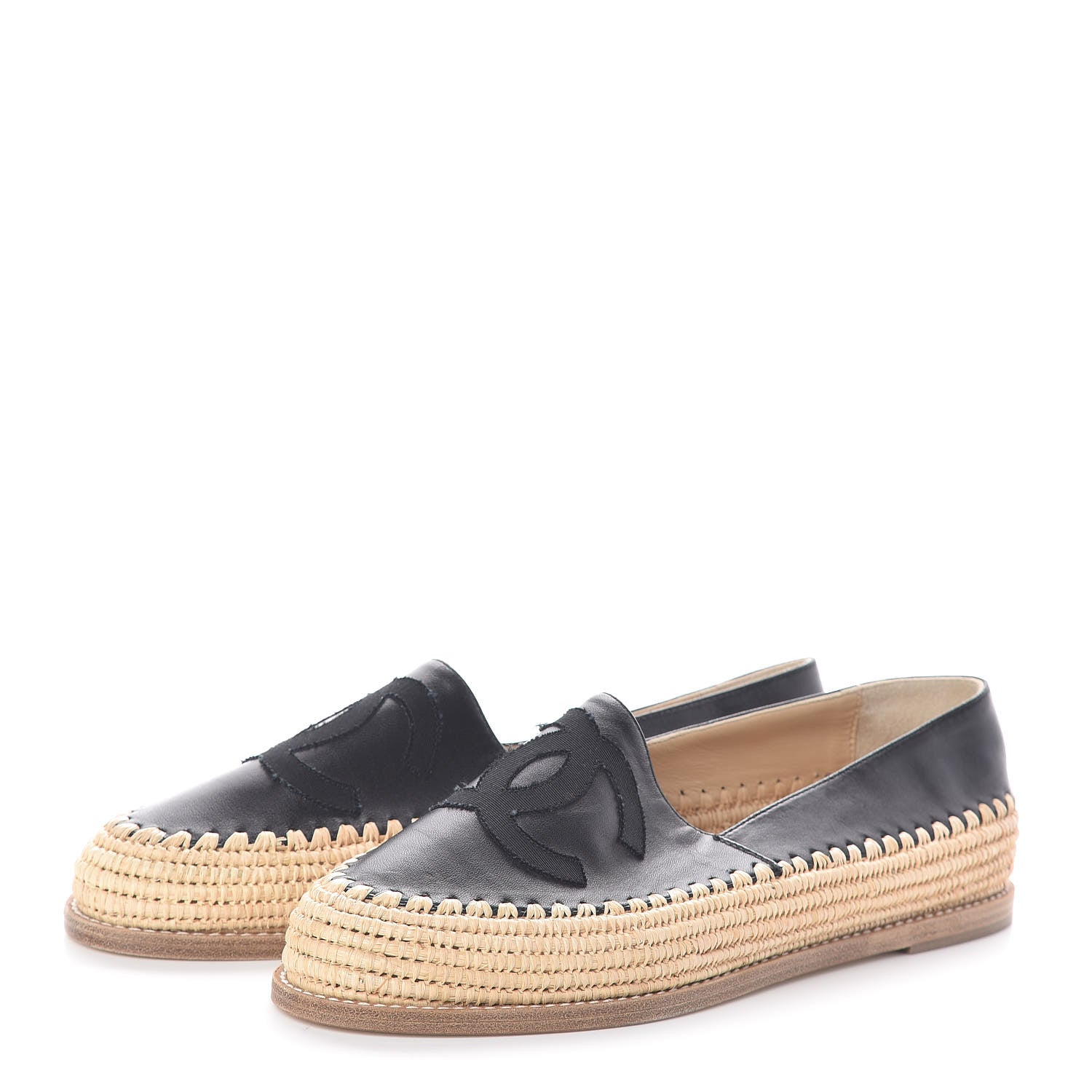 Chanel Lambskin Grosgrain CC Espadrilles 38 Black 3 of 8