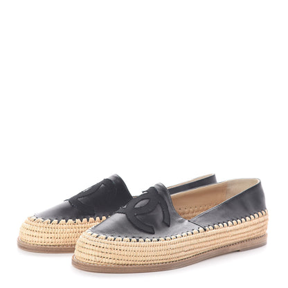 Chanel Lambskin Grosgrain CC Espadrilles 38 Black 3 of 8