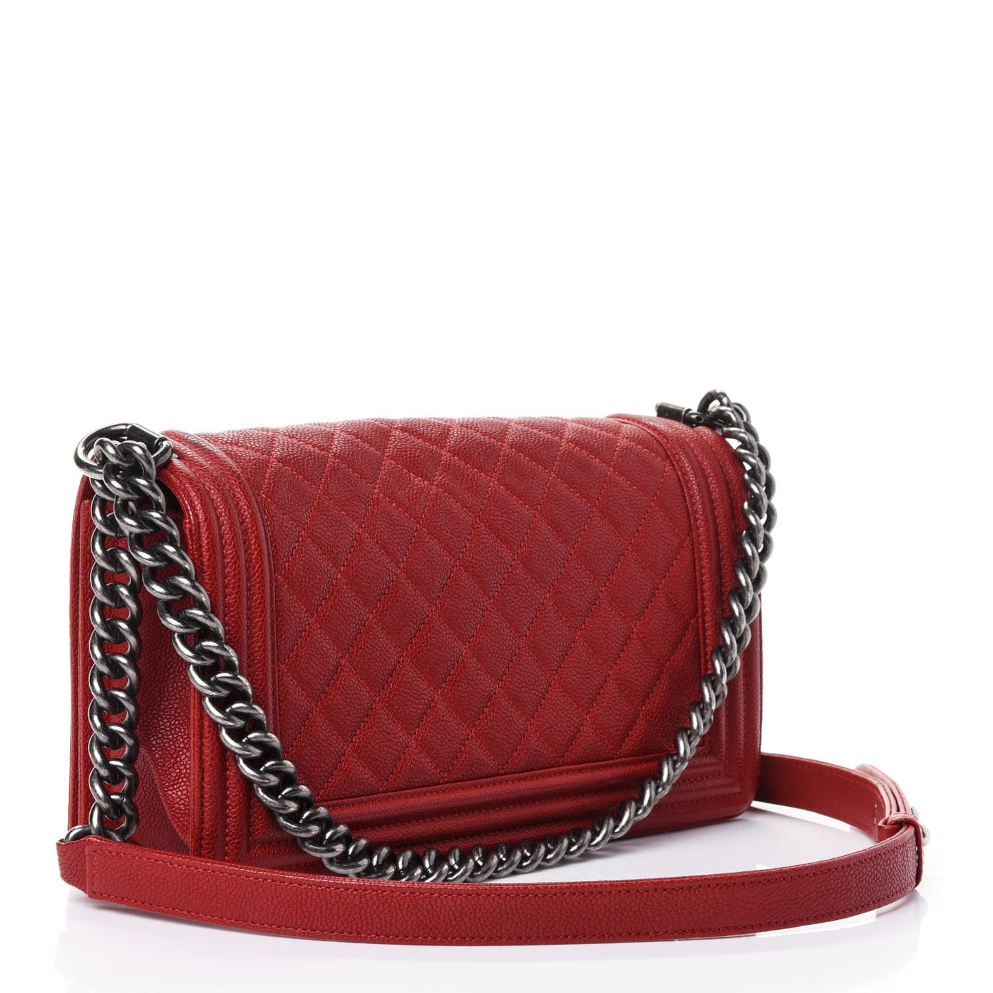 Caviar Quilted Medium Boy Flap Red
