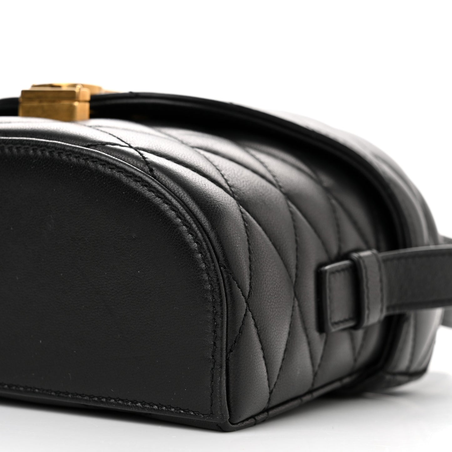 Lambskin Quilted Monogram June Box Bag Black