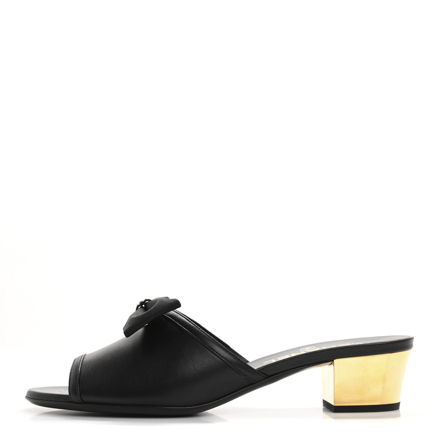 Lambskin Bow Mules 37 Black