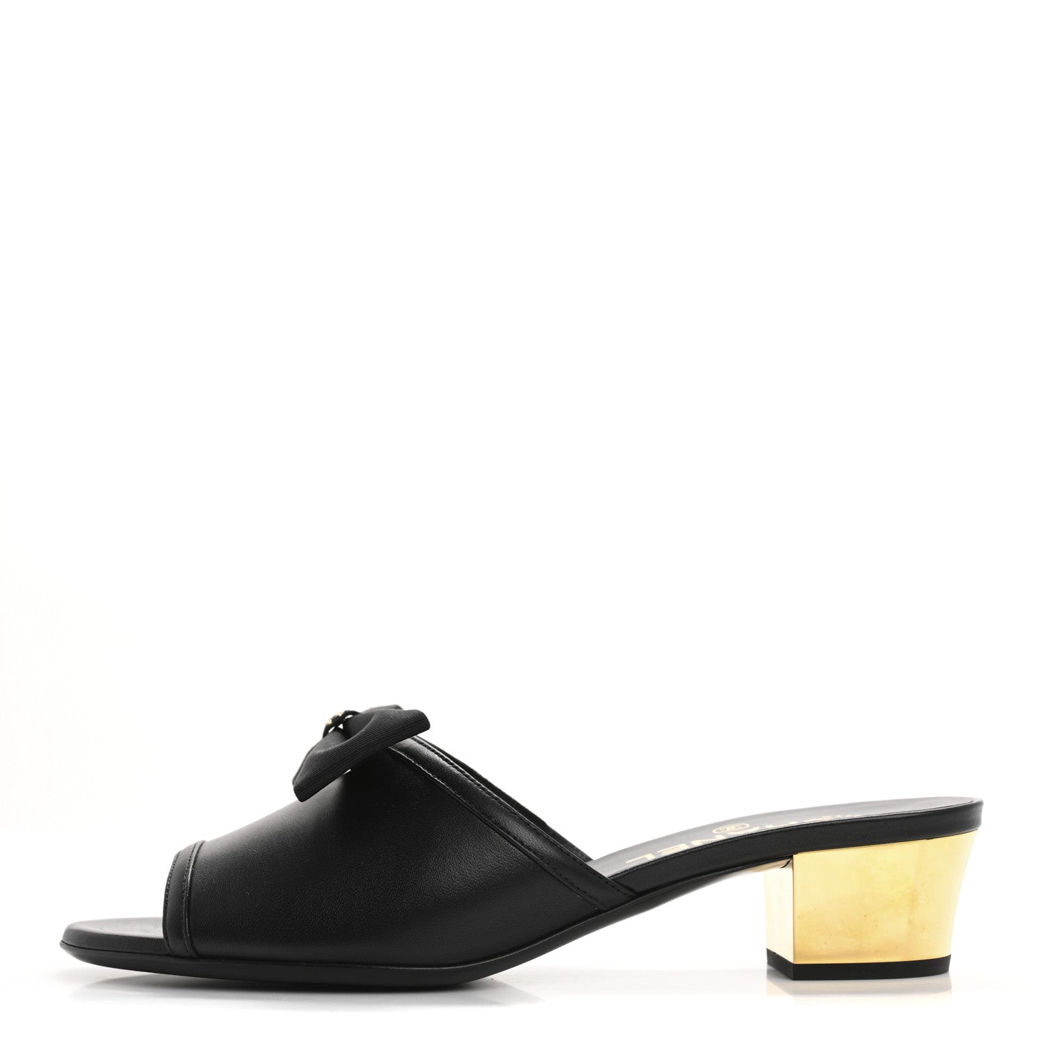 Chanel Lambskin Bow Mules 37 Black 1 of 12