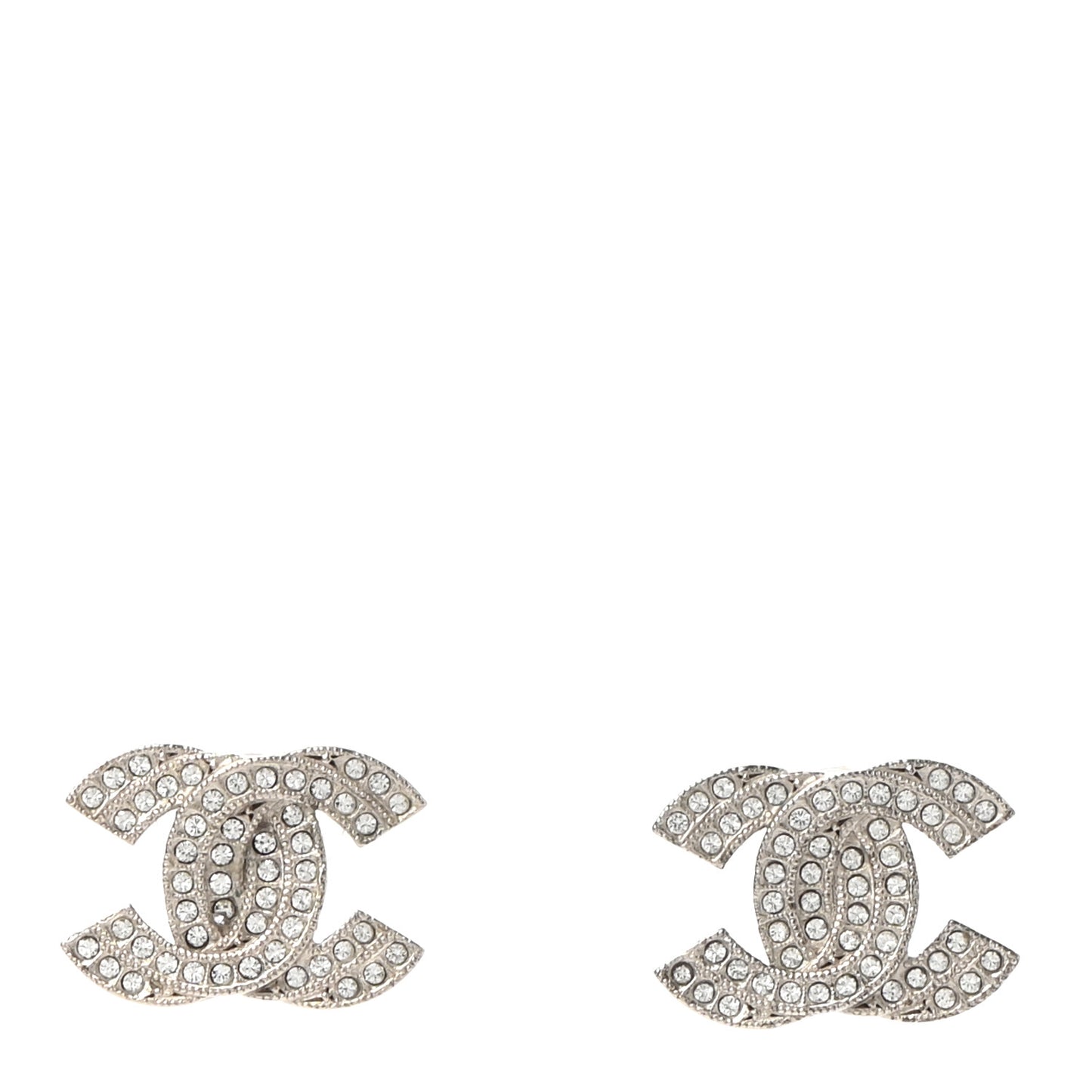 Crystal Double CC Earrings Silver