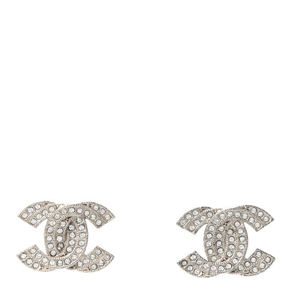 Chanel Crystal Double CC Earrings Silver 1 of 4