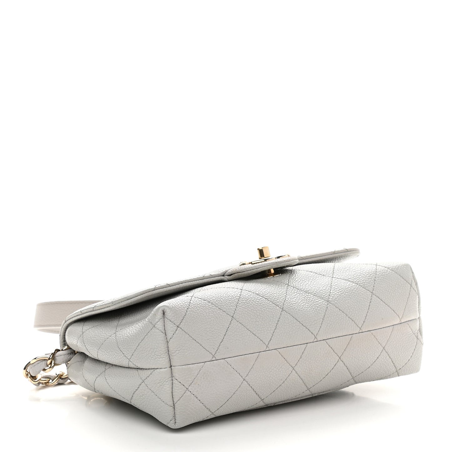 Caviar Quilted Small City Walk Flap Light Grey