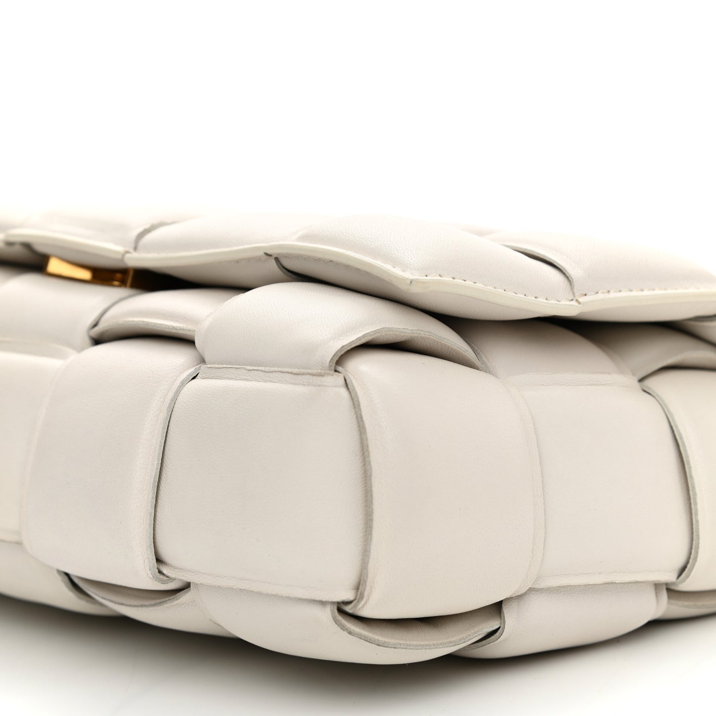 Lambskin Maxi Intreccio Padded Chain Cassette Crossbody Bag White