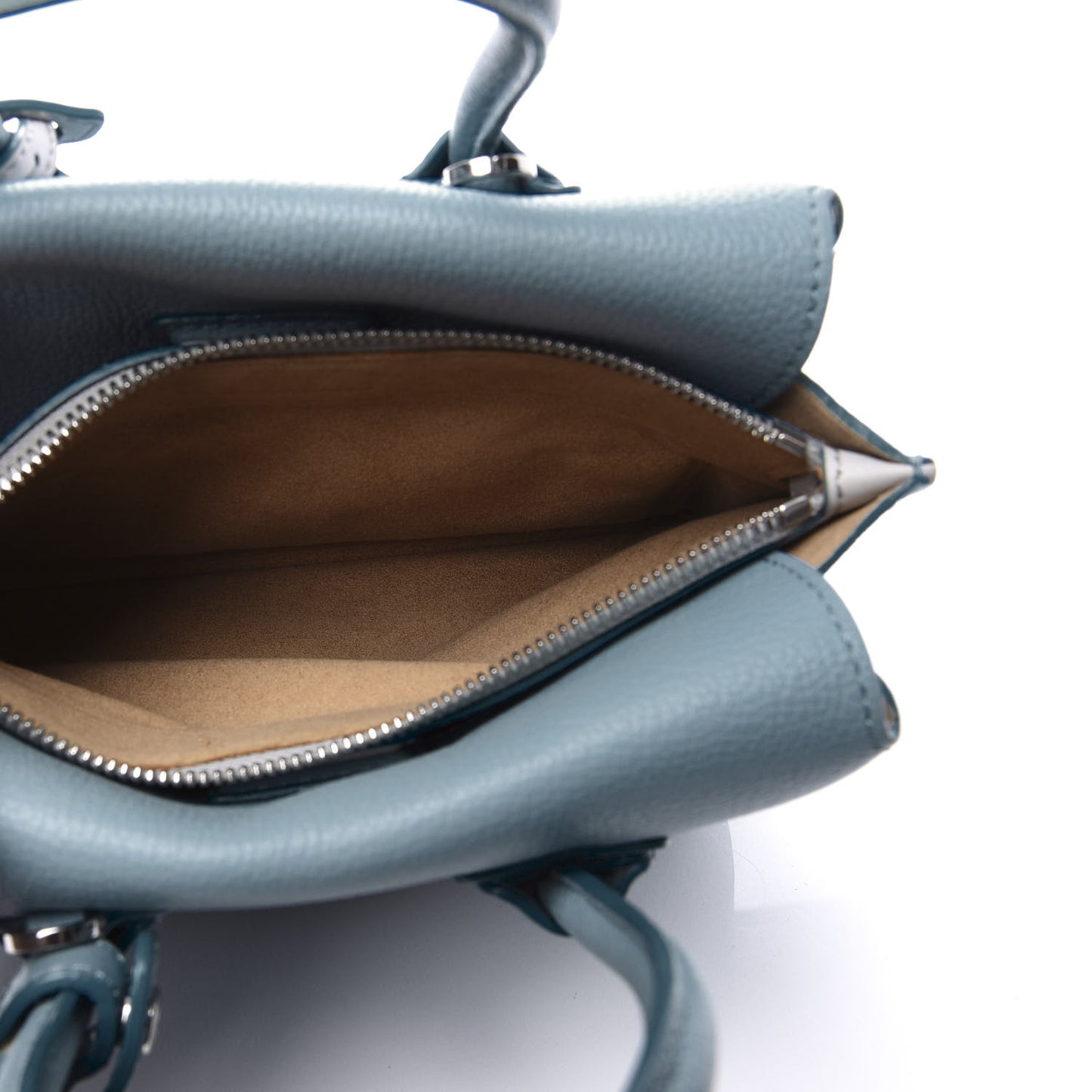 Grained Calfskin Mini Milla Tote Sky Blue