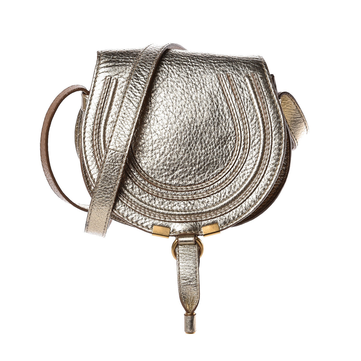 Chloe Metallic Calfskin Mini Marcie Round Crossbody Bag Gold 1 of 11