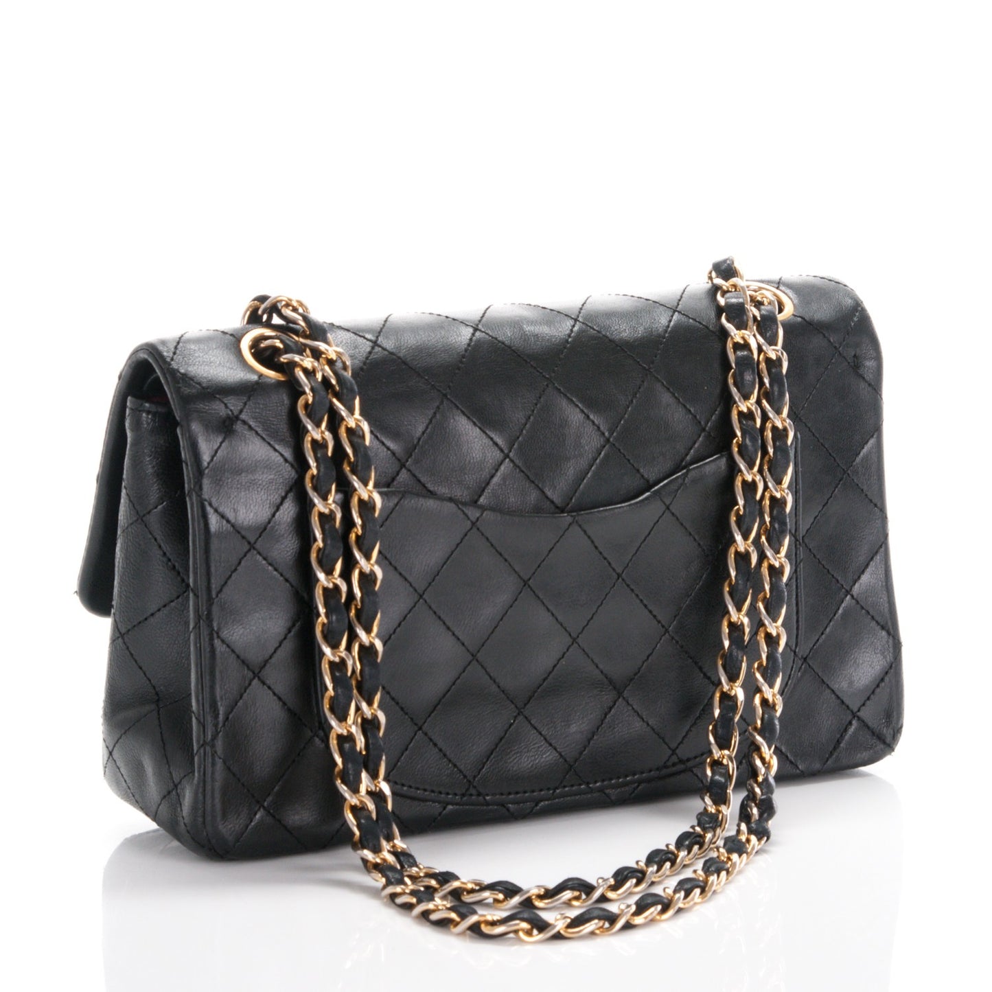Lambskin Quilted Small Double Flap Black