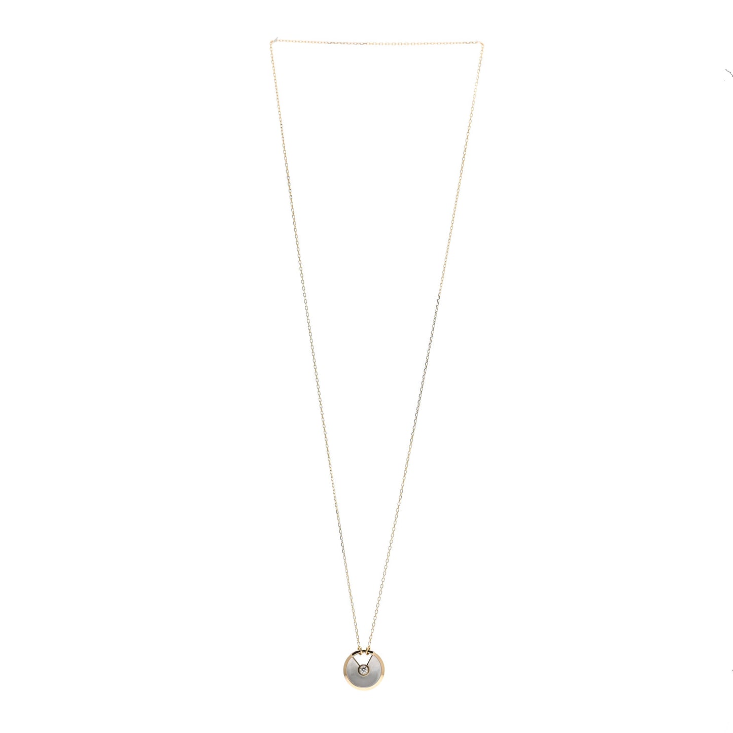 18K Yellow Gold Diamond Mother of Pearl SM Amulette de Cartier Pendant Necklace