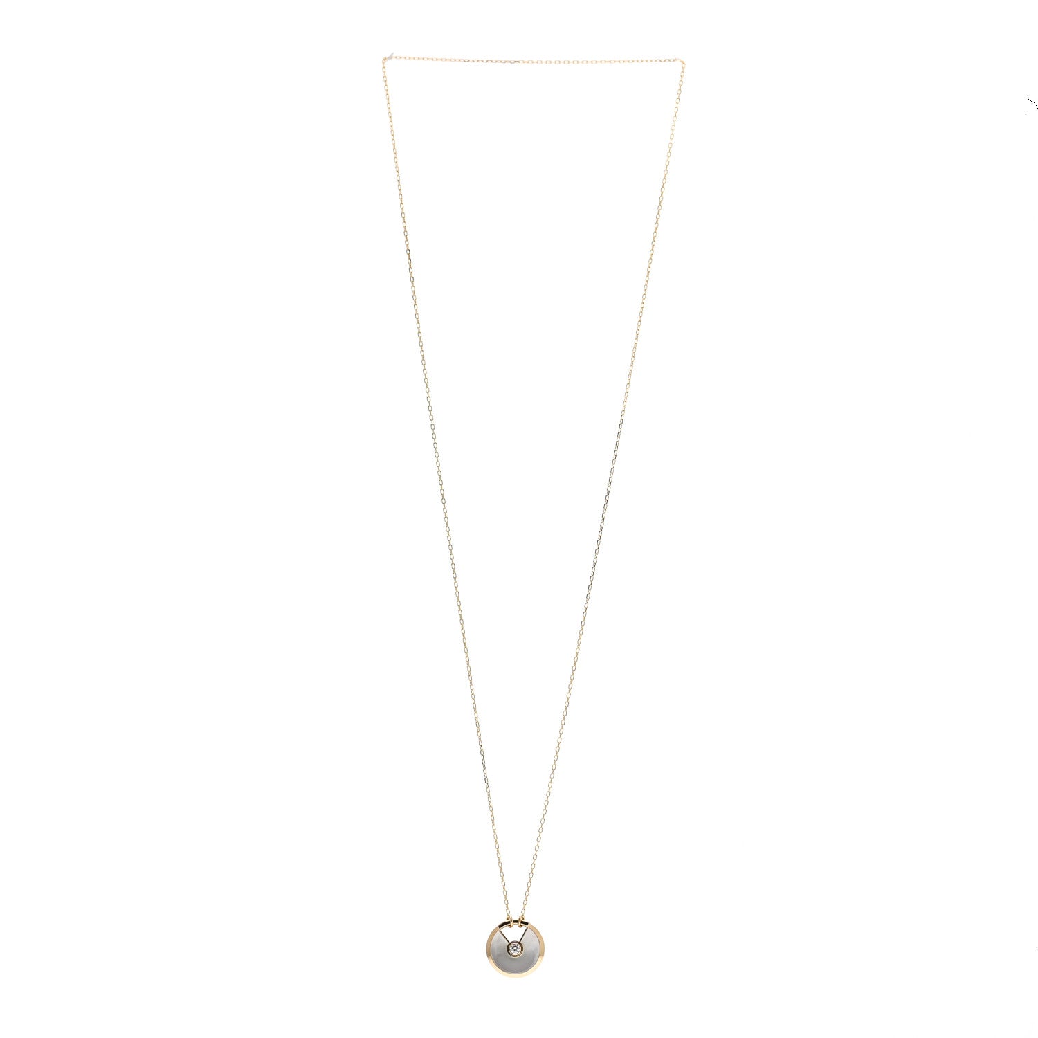 Cartier 18K Yellow Gold Diamond Mother of Pearl SM Amulette de Cartier Pendant Necklace 3 of 4
