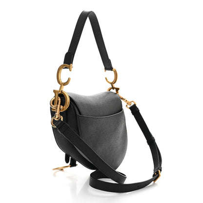 Christian Dior Grained Calfskin Saddle Bag With Strap Black 3 of 12