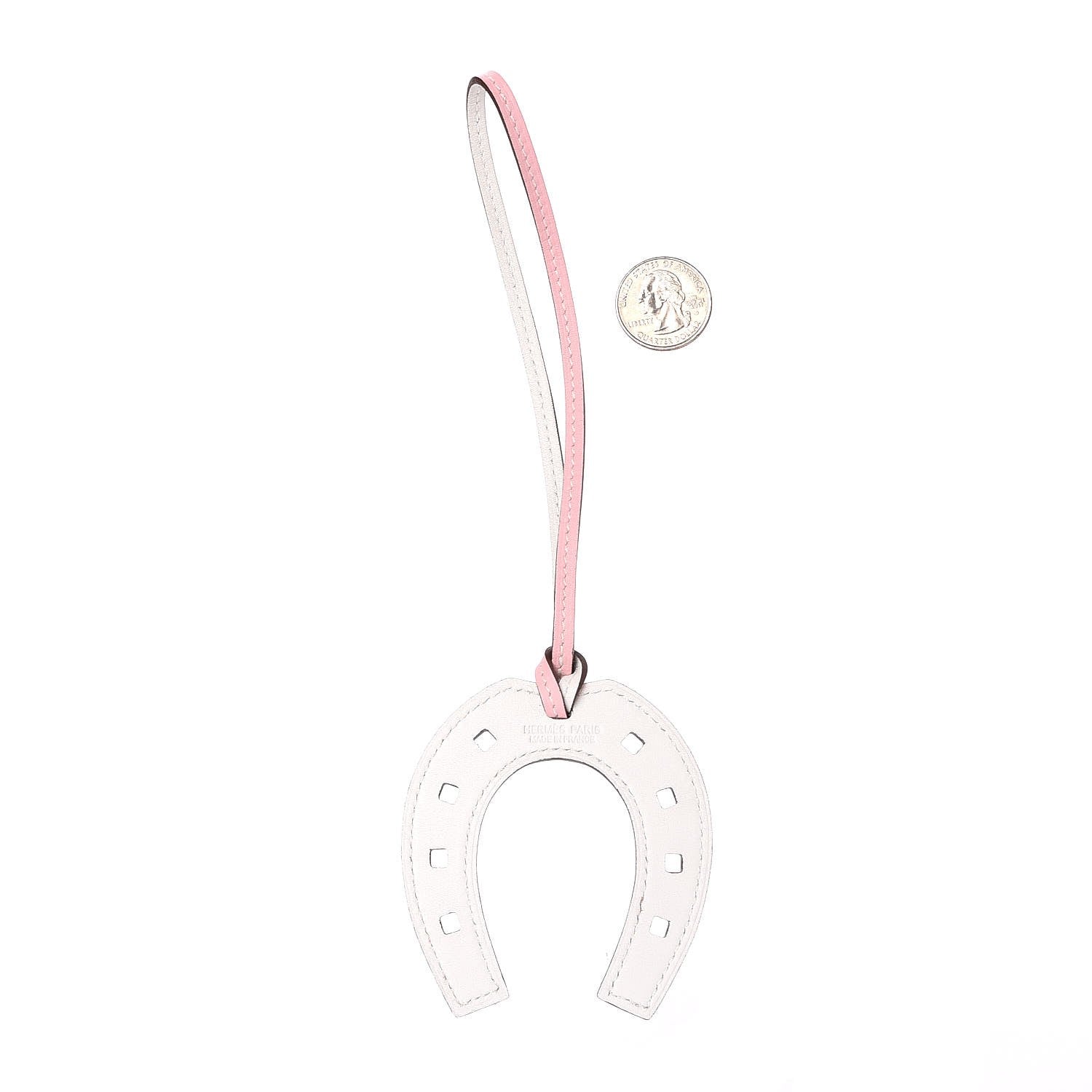 Hermes Swift Paddock Horseshoe Bag Charm Rose Sakura Blanc 2 of 4