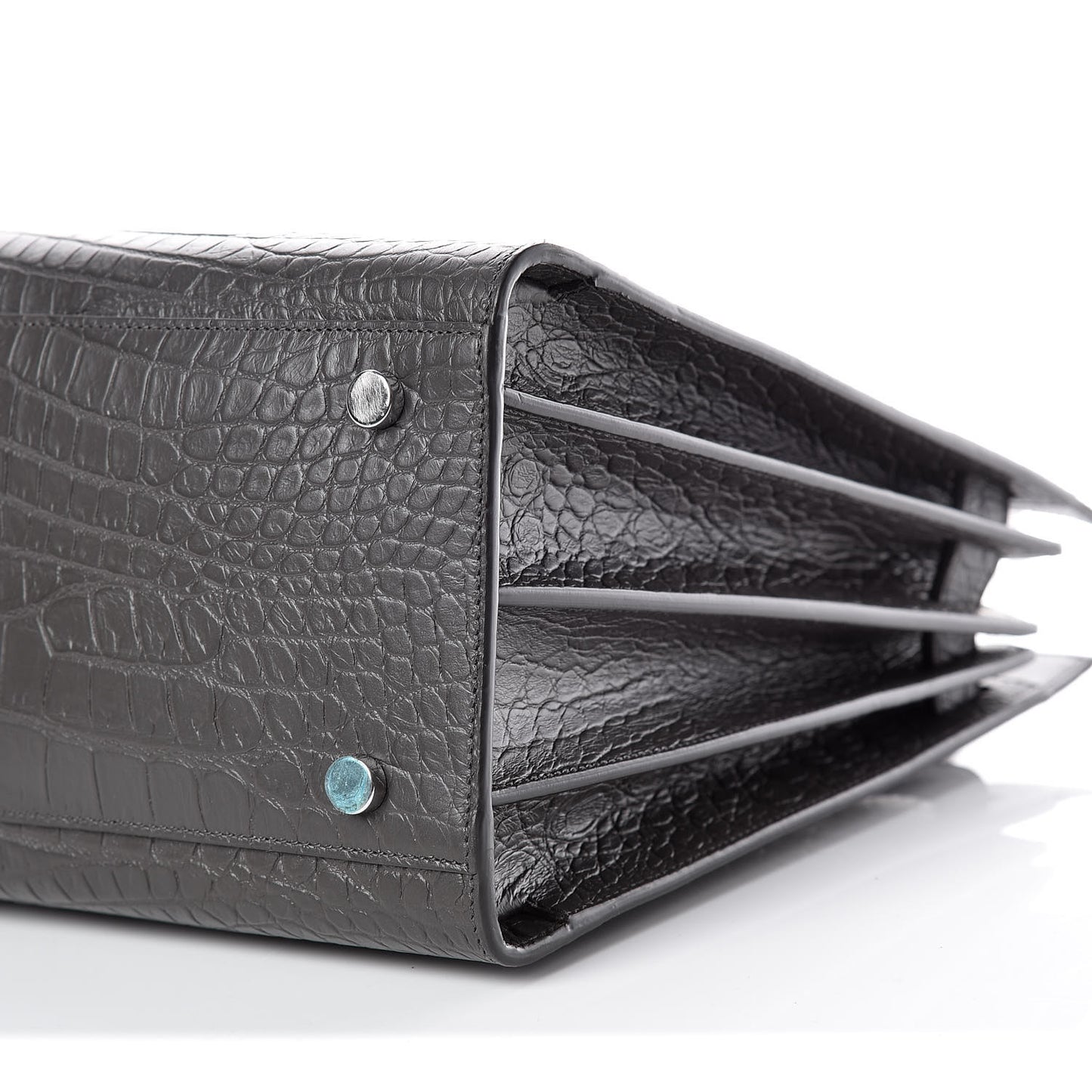 Calfskin Crocodile Embossed Small Sac De Jour Graphite