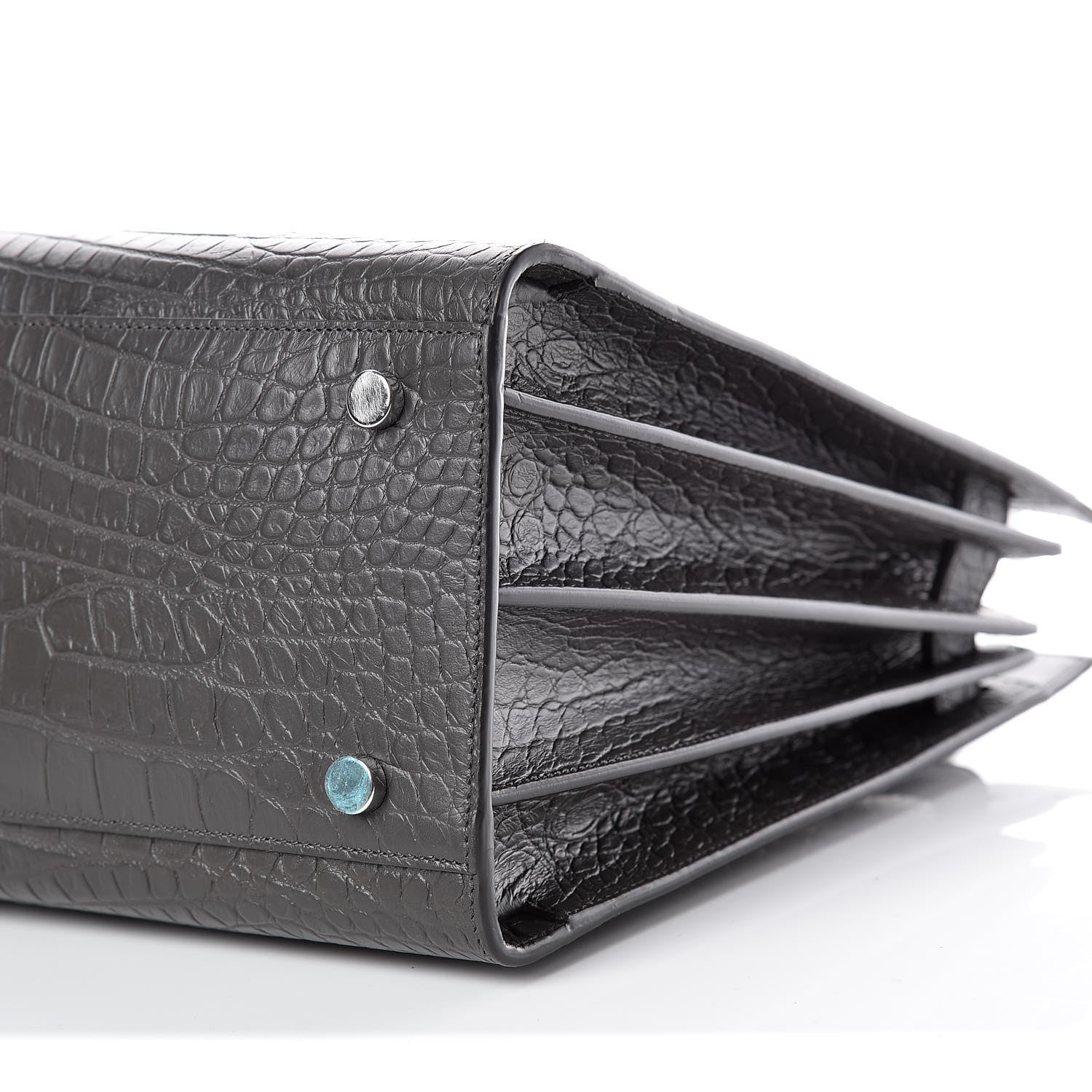 Saint Laurent Calfskin Crocodile Embossed Small Sac De Jour Graphite 6 of 10