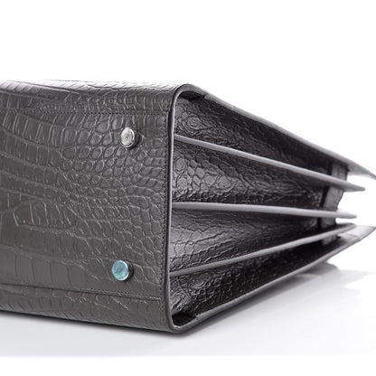 Saint Laurent Calfskin Crocodile Embossed Small Sac De Jour Graphite 6 of 10