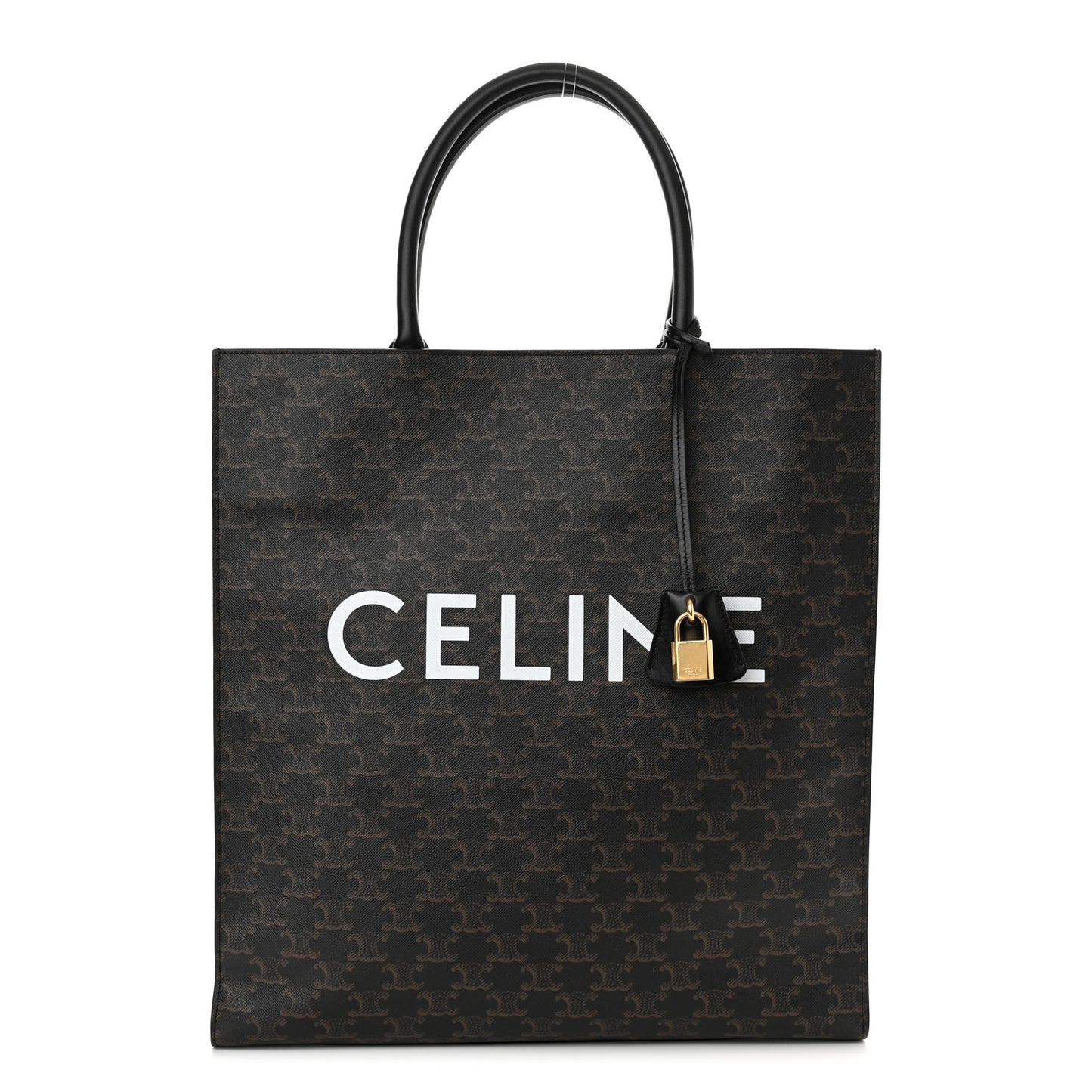 Triomphe Canvas Calfskin Large Vertical Cabas Black