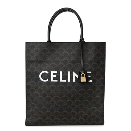 Celine Triomphe Canvas Calfskin Large Vertical Cabas Black 1 of 10