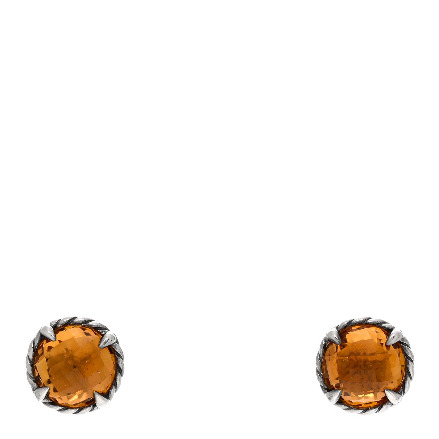 David Yurman Sterling Silver Citrine 8mm Chatelaine Earrings 1 of 4